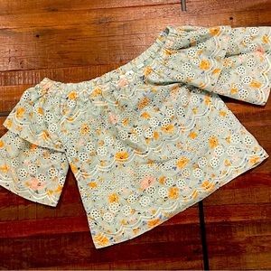 LAIA Ashtabula Off Shoulder Eyelet Tiered Blouse Size Small NWOT